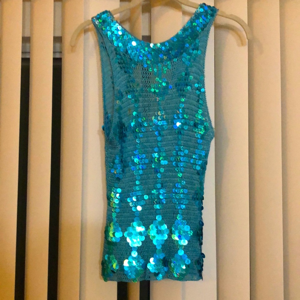 Cyan knit/sequin vintage top from Paris 2001